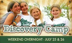 Button linking to Discovery Camp weekend overnight at Trails End Camp