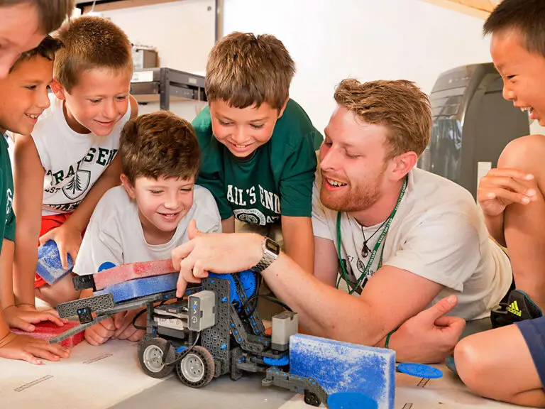 Campers creating hands-on projects at Trails End Camp