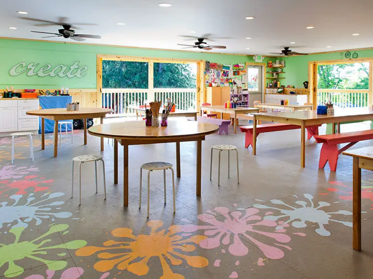 Interior creativity center at Trail's End Camp