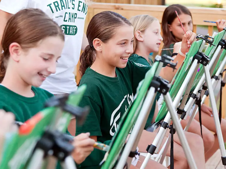 Campers painting and crafting at Trails End Camp