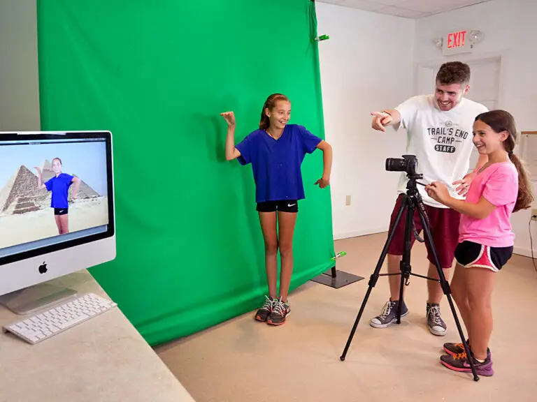 Campers producing audio and video at Trails End Camp