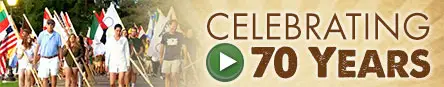 Celebrating 70 Years video button highlighting Trails End Camp history in Beach Lake, PA