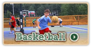 Basketball video thumbnail featuring campers playing on the court at Trails End Camp in Beach Lake, PA